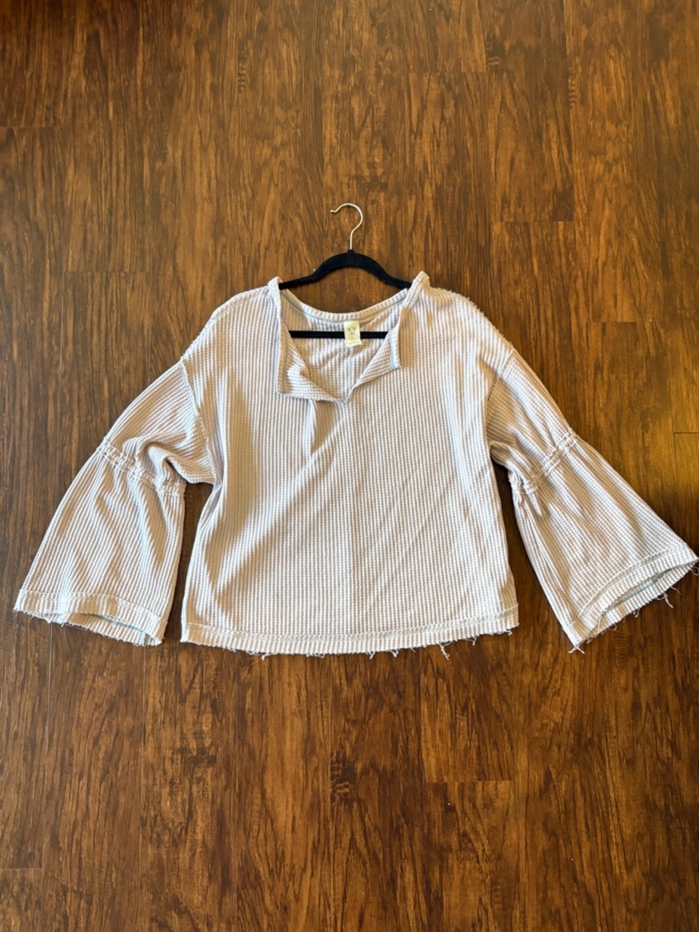 Free People Waffle Knit Bell Sleeve Top